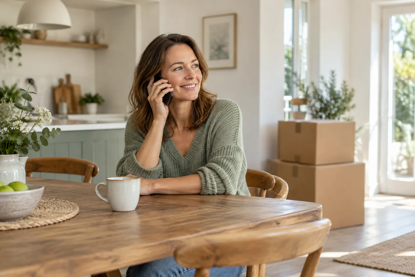 Homeowner on a call to arrange their move